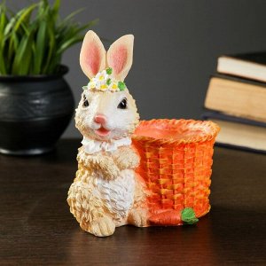 Фигурное кашпо "Зайчик с морковкой", 20х18 см