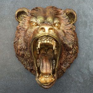 Подвесной декор "Голова медведя" бронза, 24х35х42см