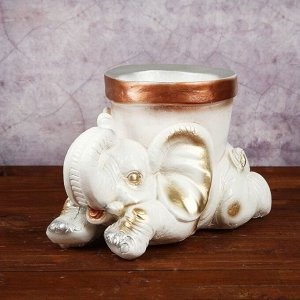 Кашпо "Слон с горшком'', белый цвет, 0,6 л