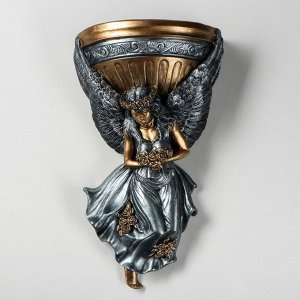 Кашпо настенное декоративное "Ангел", цветное, гипс, 24х14х41 см