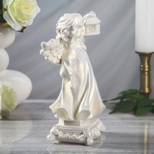 Статуэтка "Ангел с фонарем", перламутровая, 26,5 см