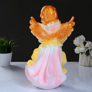 Фигура "Ангел в платье с букетом" бело-розовый 20х25х35см