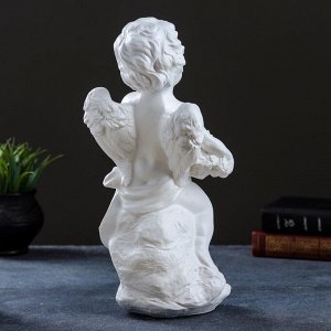 Фигура "Ангел с цветами" белый 15х16х35см