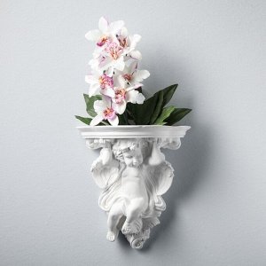 Кашпо настенное декоративное "Ангел'', белое, гипс, 21х11х23 см