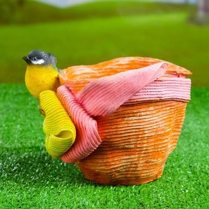 Фигурное кашпо "Птичка на шляпе с бантиком" 21х17см, МИКС