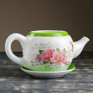Горшок цветочный в форме чайника "Цветы" 32*18*15 см, 2.5 л