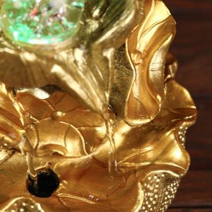 Фонтан настольный от сети, подсветка "Золотой карп с монетами" золото 21х15х12 см