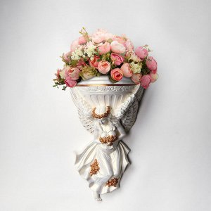 Кашпо настенное декоративное "Ангел", белое, гипс, 24х14х41 см