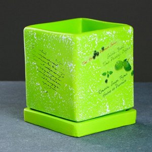 Горшок цветочный "Кубик" зелёный, 1 л, МИКС