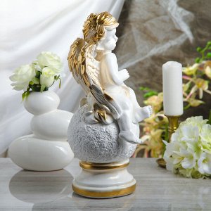 Статуэтка "Ангел на шаре" белая, 44 см