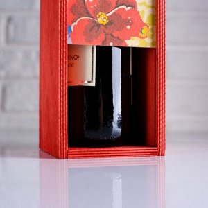 Коробка для бутылки 11?10?33 см деревянная подарочная "Цветы на день рождения"