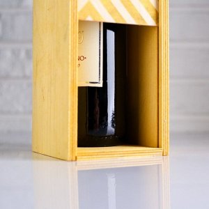 Коробка для бутылки 11?10?33 см деревянная подарочная "Счастья от всей души"