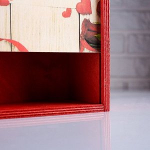 Коробка подарочная 14?8?20 см деревянная пенал "Розы только для тебя", с печатью