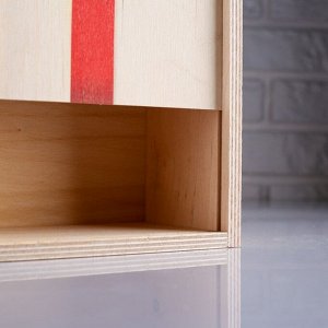 Коробка подарочная 14x8x20 см деревянная пенал "Подарок", с печатью