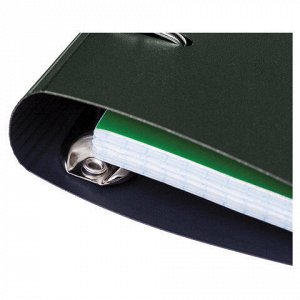 Тетрадь на кольцах А5 (175х220 мм), 120 л., пластиковая обложка, клетка, с фиксирующей резинкой, HATBER "METALLIC", тёмно-зелены