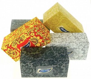 HANNY ®️Салфетки-выдергушки "ХОХЛОМА", 2 слоя, 250 штук в картонном боксе, продажа стяжками по 5 боксов