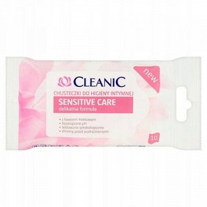 Салфетки влаж. CLEANIC 10шт Sensitive Care д/интим.гигиены