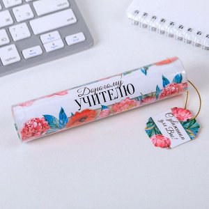 Ручка шариковая в тубусе, пластик, синяя паста, 1.0 мм «Дорогому учителю!»