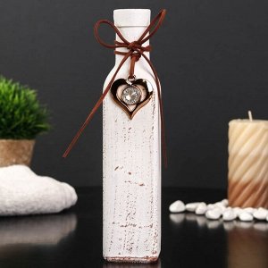Бутылка для аромамасел/декора стекло "Сердце-кристалл" белый матовый 250 мл 21,8х7,5х7,5 см