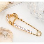 Булавка малая &quot;Сердце&quot;, 3,5 см, цвет белый в золоте