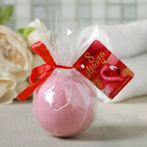 Бурлящий шар с шильдом "8 Марта, фламинго"
