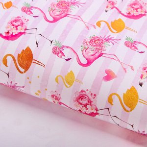 Бумага упаковочная глянцевая "Золотой фламинго", 70 х100 см