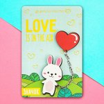 Деревянный значок с доп.элементом &quot;Love&quot;