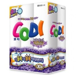 Особомягкая туалетная бумага "Codi  Lavender" с ароматом лаванды (трехслойная, тиснёная) 30 м * 30 рулонов / 3
