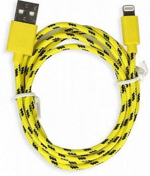 Дата-кабель USB - 8-pin для Apple, "карбон", прочн.,1.0 м, до 2А, желтый (iK-510n-2 yellow)
