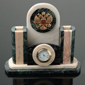 Набор письменный «Герб»: часы, визитница, подставки для ручек