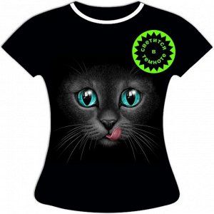 Женская футболка Кошка с языком 1047