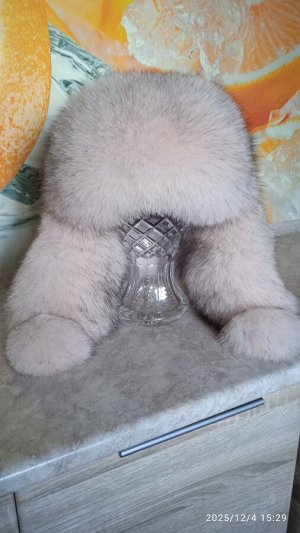 Ушанка женская песец с натуральной кожей