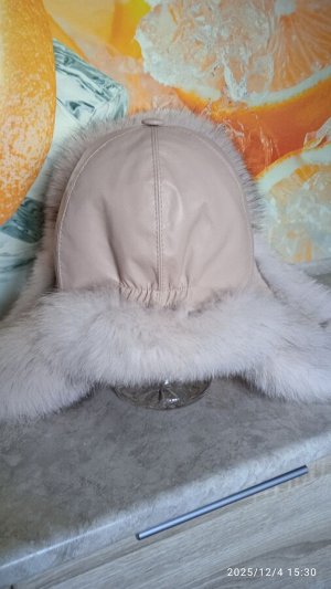Ушанка женская песец с натуральной кожей