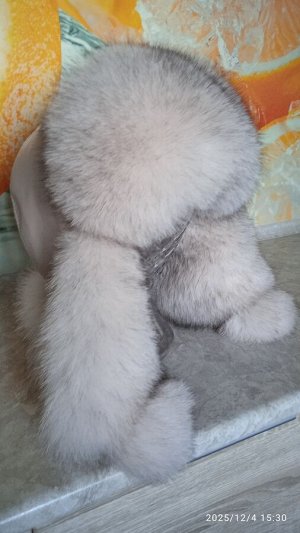 Ушанка женская песец с натуральной кожей