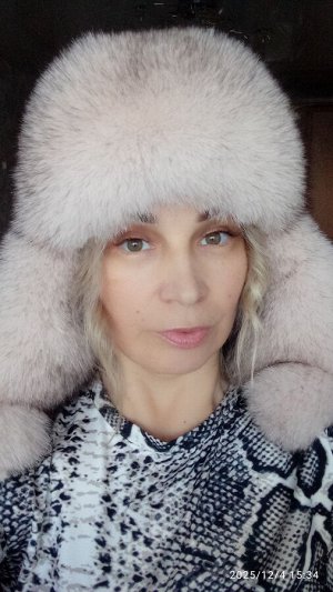Ушанка женская песец с натуральной кожей