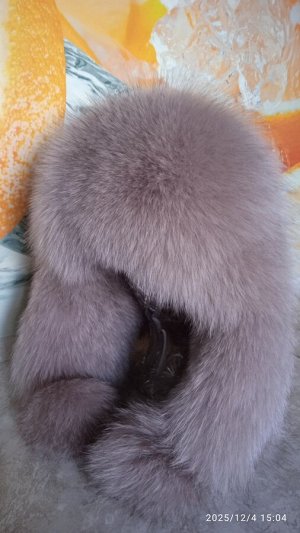 Ушанка женская песец с натуральной кожей