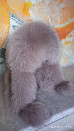 Ушанка женская песец с натуральной кожей