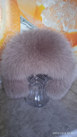 Ушанка женская песец с натуральной кожей