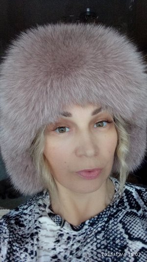 Ушанка женская песец с натуральной кожей