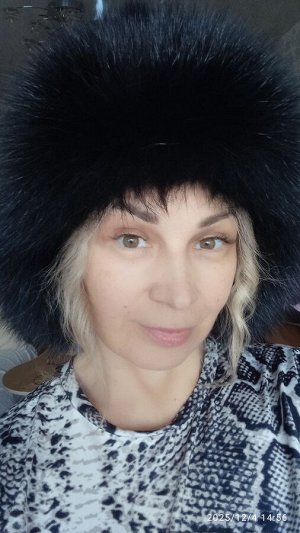 Ушанка женская песец с натуральной кожей