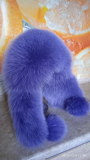 Ушанка женская песец с натуральной кожей