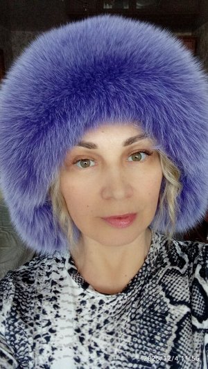 Ушанка женская песец с натуральной кожей