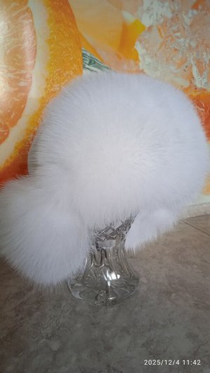 Ушанка женская песец с натуральной кожей