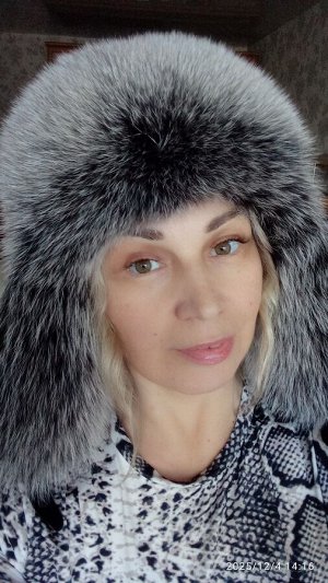 Ушанка женская песец натуральной кожей
