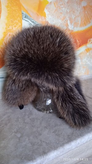 Ушанка женская лиса с натуральной кожей