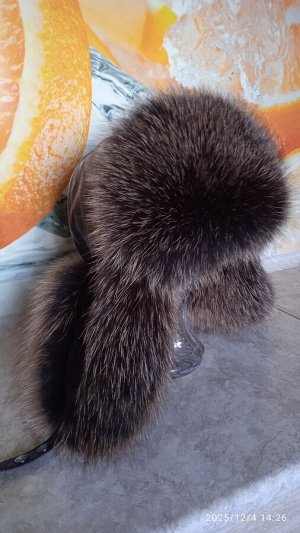 Ушанка женская лиса с натуральной кожей