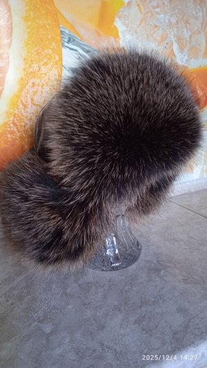 Ушанка женская лиса с натуральной кожей