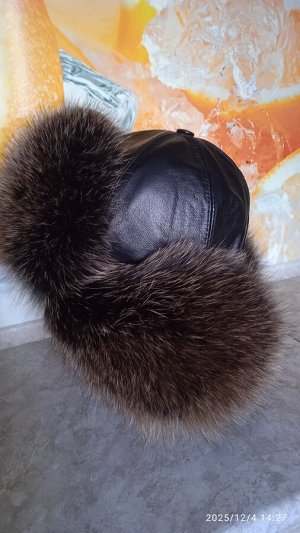 Ушанка женская лиса с натуральной кожей