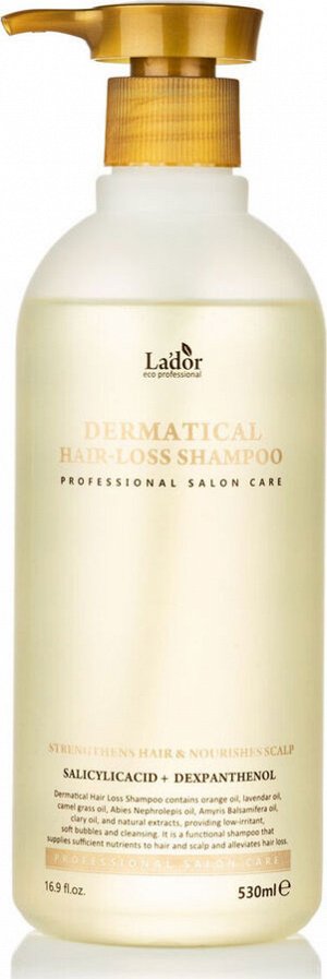 Lador Бессульфатный шампунь против выпадения для нормальных и сухих волос Dermatical Hair Loss Shampoo For Normal To Dry Hair, 530 мл