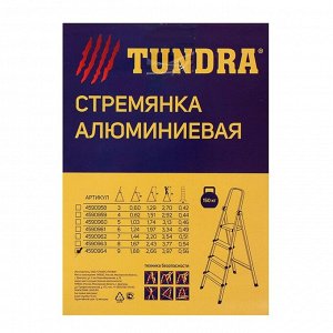 Стремянка ТУНДРА, алюминиевая, 9 ступеней, 1880 мм